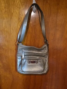 Metallic Gray Crossbody Shoulder Bag